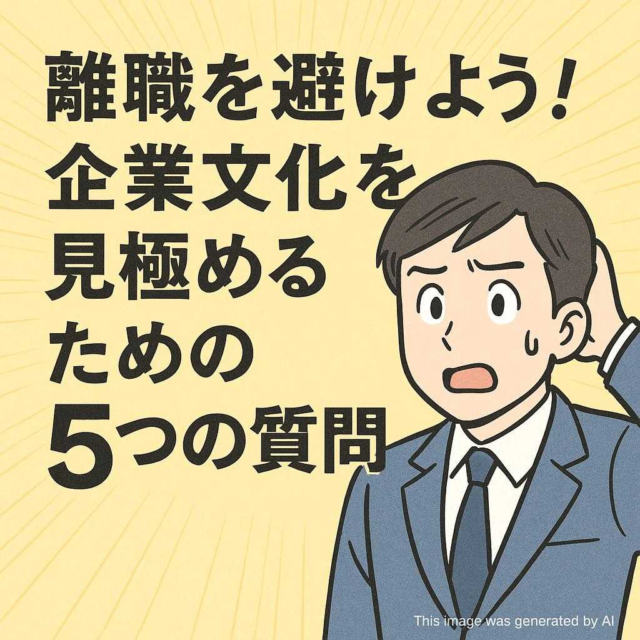 離職を避けよう！企業文化を見極めるための5つの質問